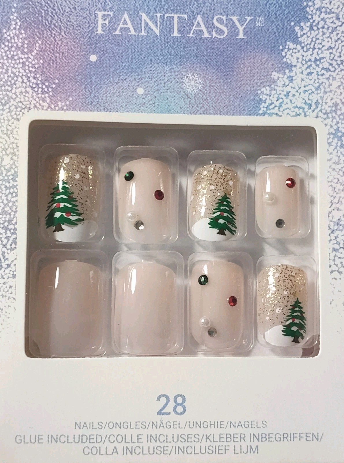 2 Pack – Kiss Voguish Fantasy Holiday Manicure Glue-On Nails Christmas Tree