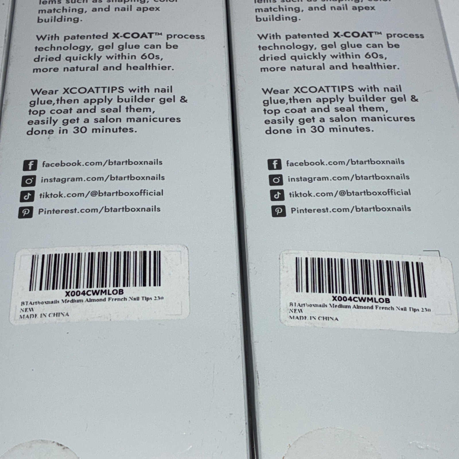 4 New BTARTBOX Short & Medium Almond X Coat Press On Nails Damaged Boxes