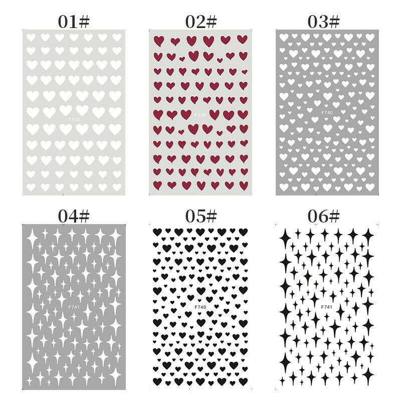 DIY Nail Stickers Love Heart Nail Art Manicure Black White Red Design Decals 3D