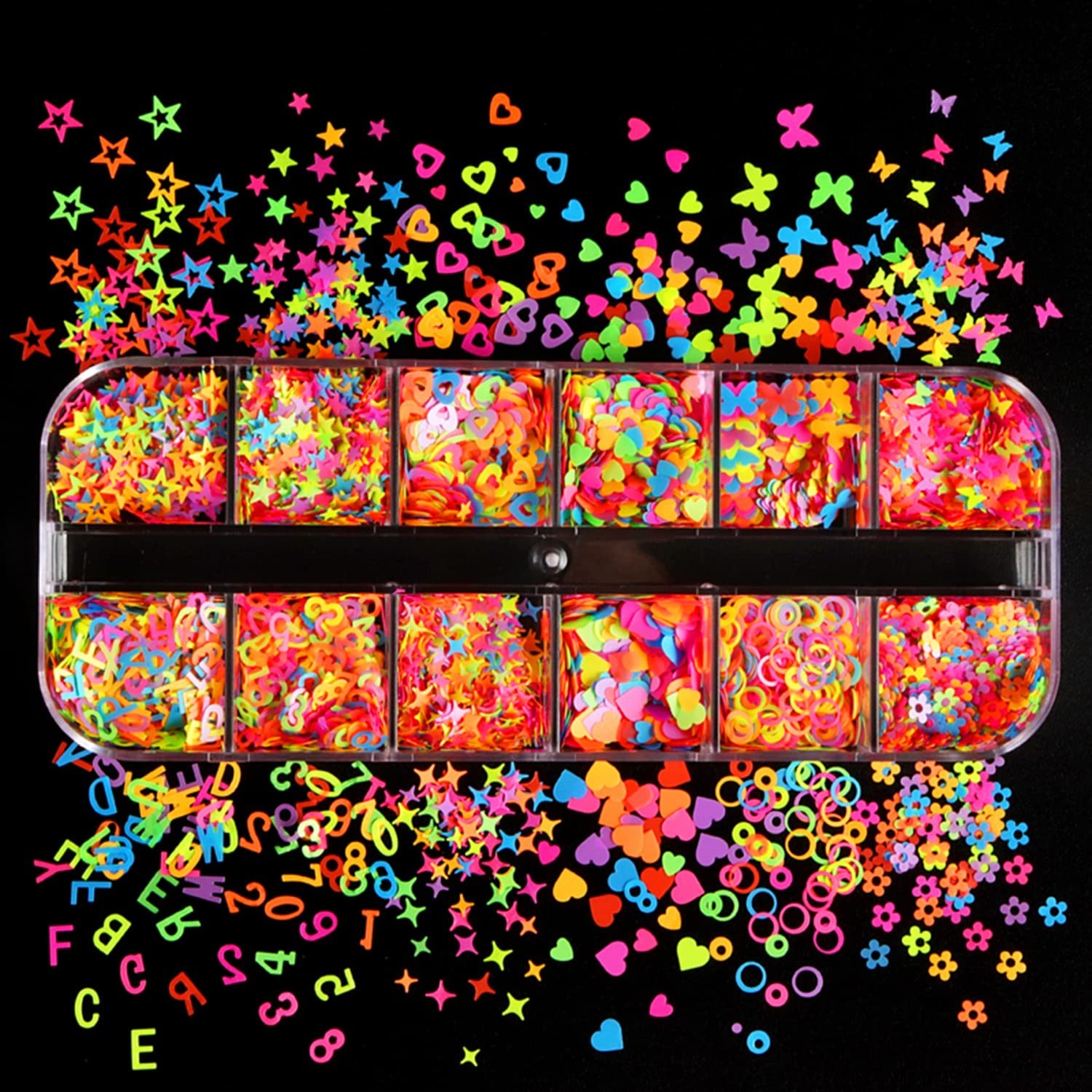 Holographic Nail Glitter Flakes, Fluorescent Nail Art Sequins Design, Mixed L…