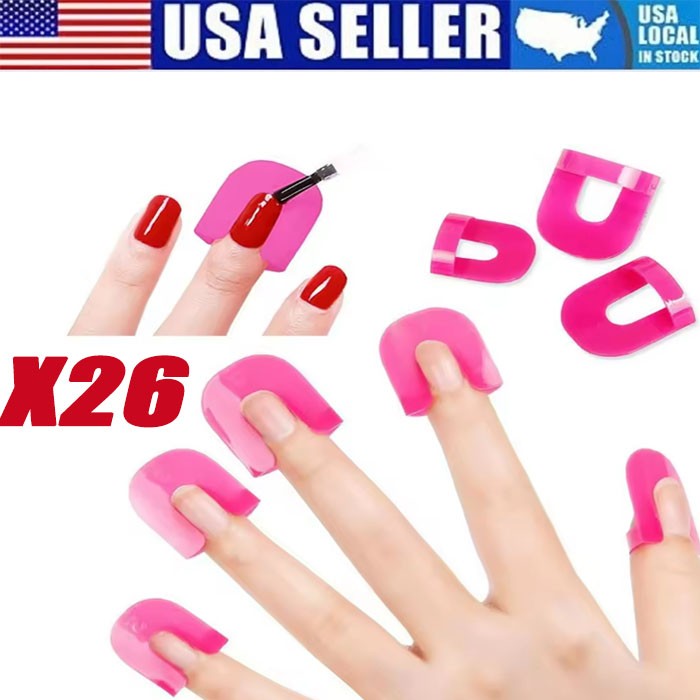 26X U-Shape Nail Polish Protectors Reusable Finger Cover Stencils for DIY
