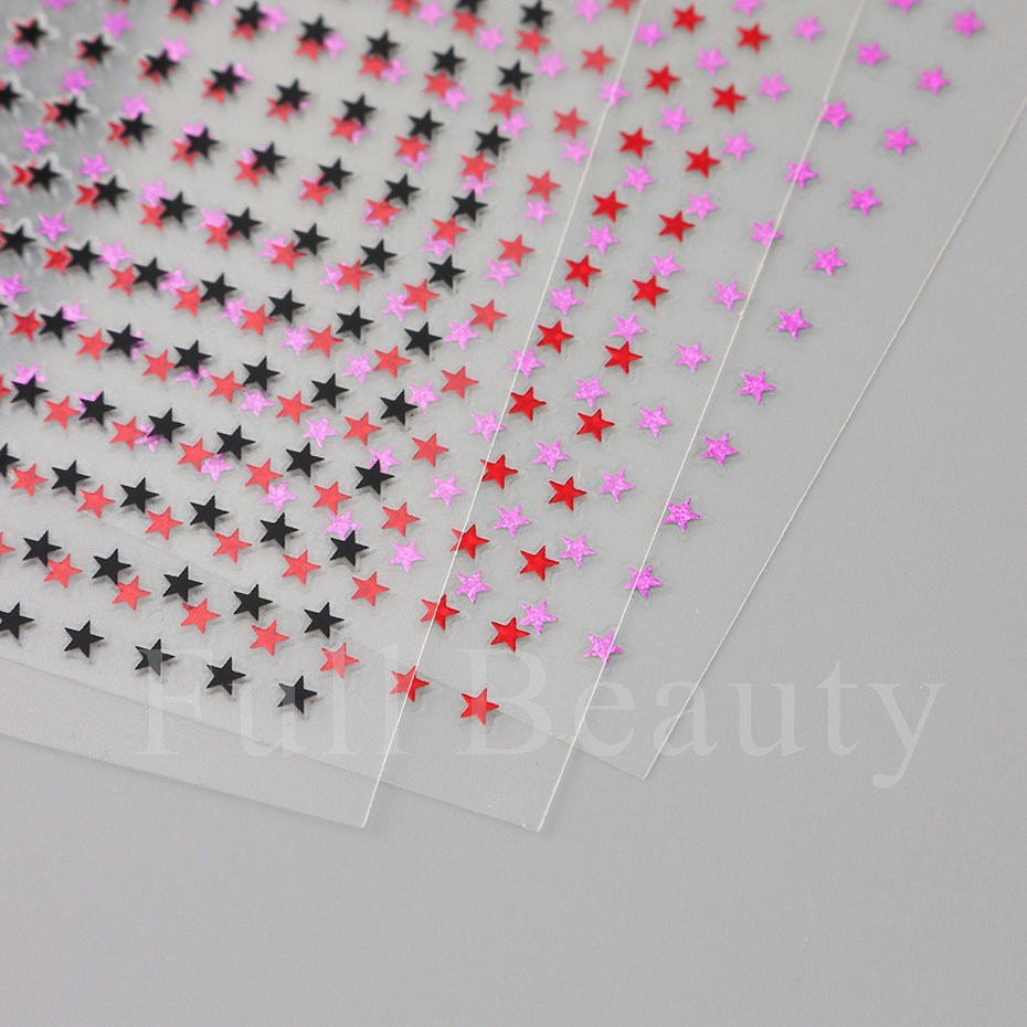 Stars Nail Art Stickers Decals 6 Sheets Supplies Self-Adhesive Peel SO285 NS53