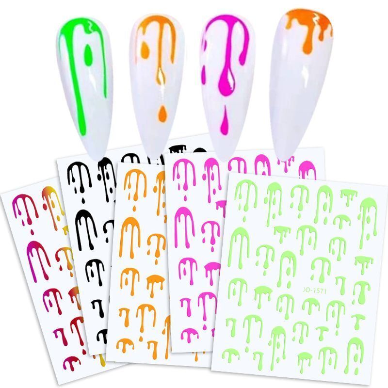 3D Nail Stickers Water Drop Flame Nail Art Decoration Stickers Decals SO130 NS39
