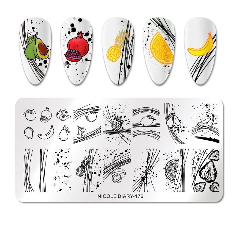 Nail Art Stamping Template – Fruit Flower Nail Stencil Manicure Accessories 1pc