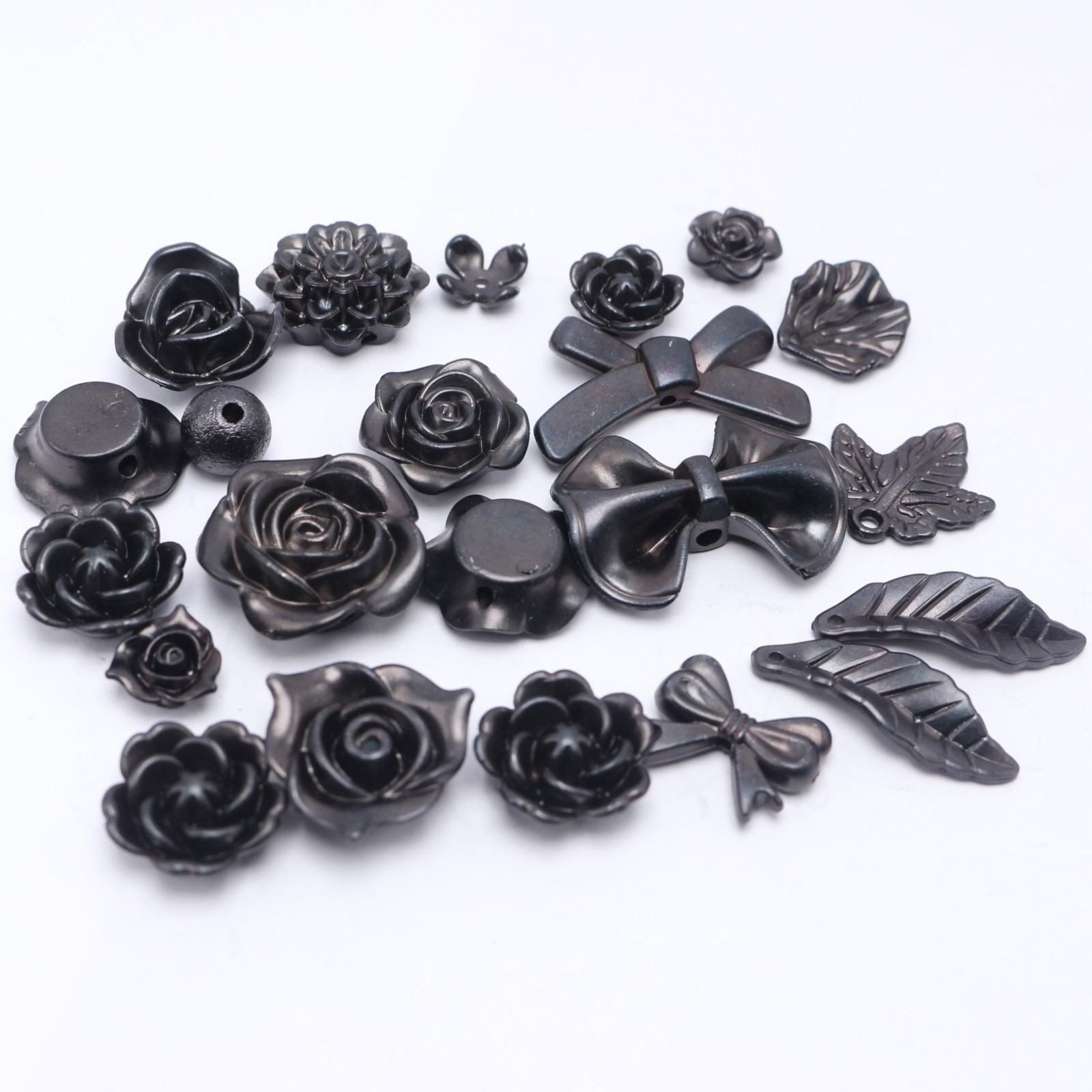 50pcs Mixed Baroque Pearl Beads Cabochons Flatback Flower Bows Leaves Cute Kawai