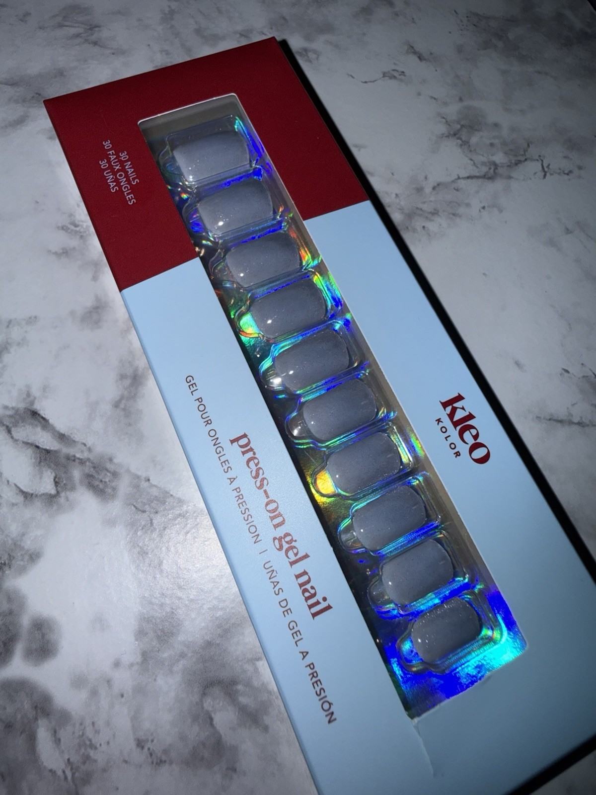 New Kleo Kolor Press-On Gel Nails – Ice Quartz – Long Square