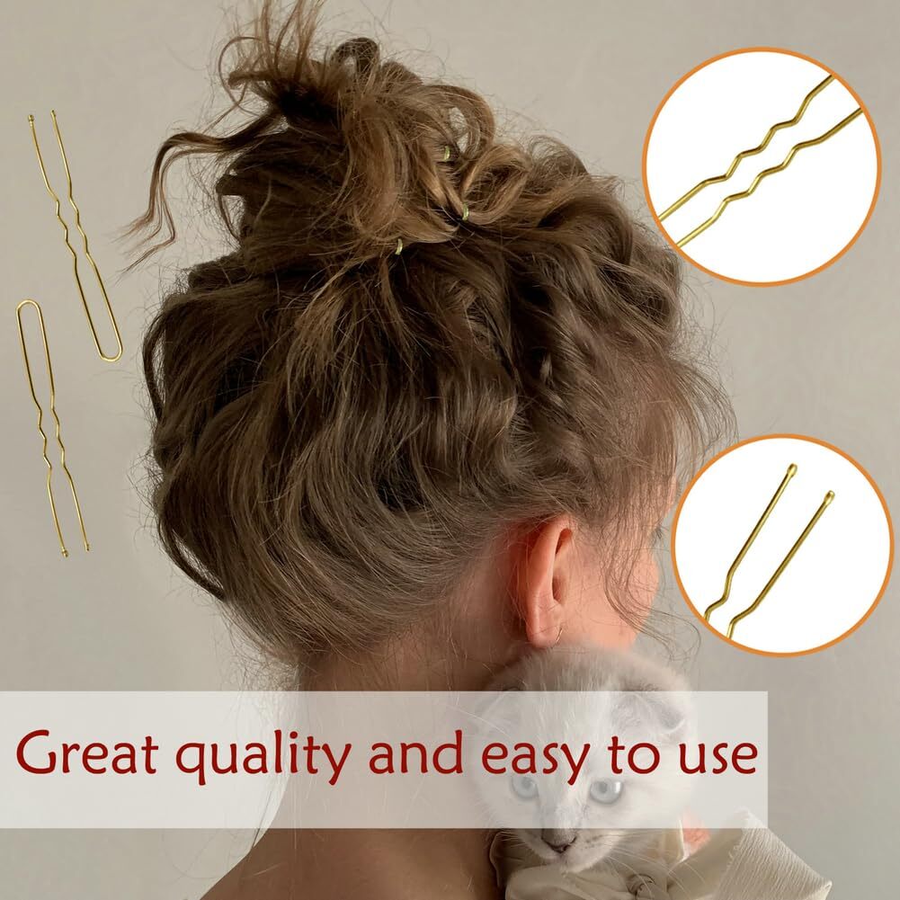 330 Count U Shaped Hair Pins Blonde, YINGFENG 2.4inch Gold Bun Gold(2.4Inch)