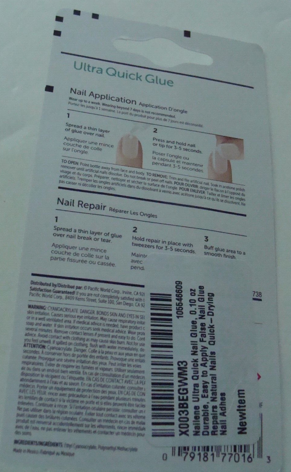 Nailene Ultra Quick Nail Glue, 0.10 Oz – Durable, Easy to Apply False Nail Glue