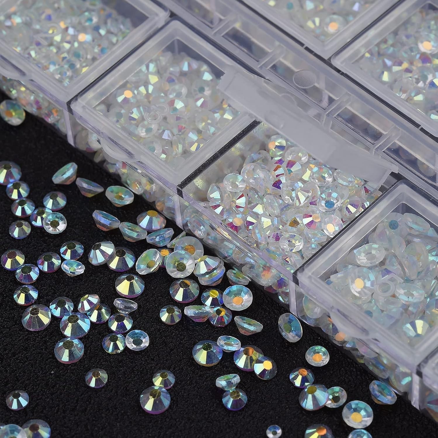 Nail Art Rhinestones Kit 2400Pcs Nail Gems Ab Flatback Rhinestones Gems Stones,