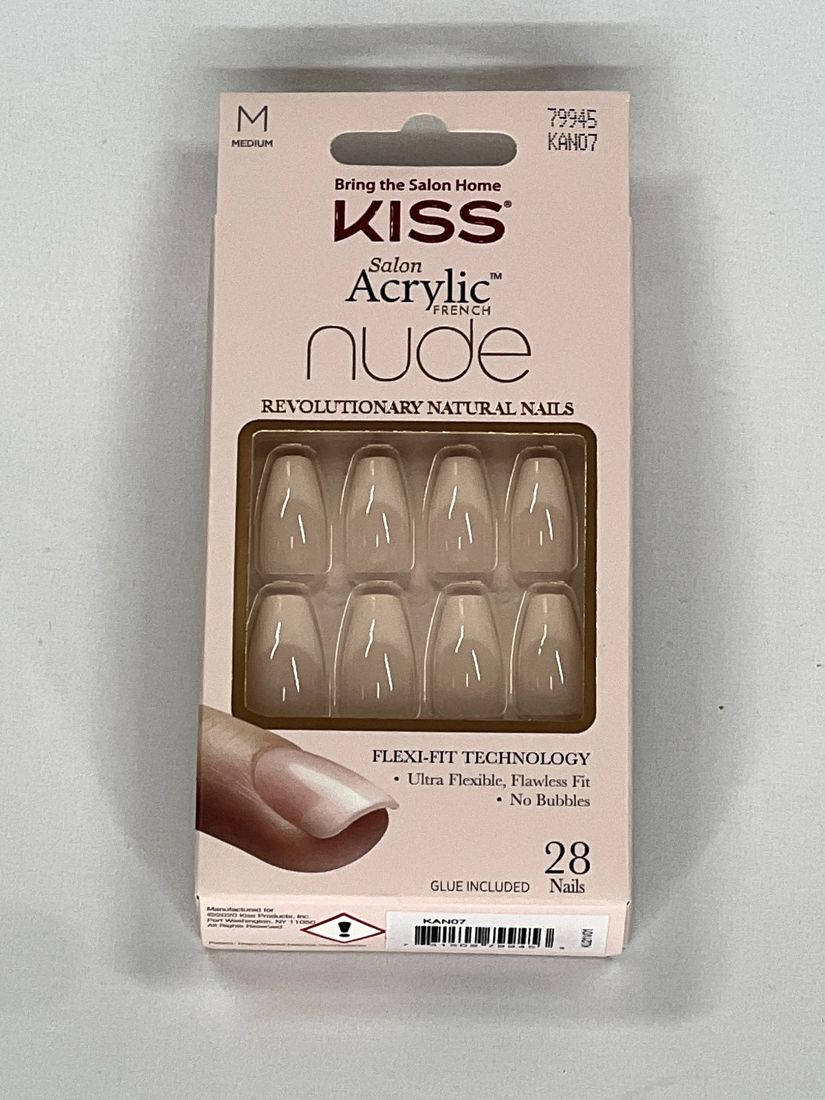 Pack of 2 – Kiss Salon Acrylic French Nude | KAN07 | Medium – NEW