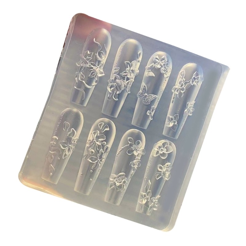 Easy Cleaning 3D Floral Nail Carving Mold For Nail Charm Accessory Crafting