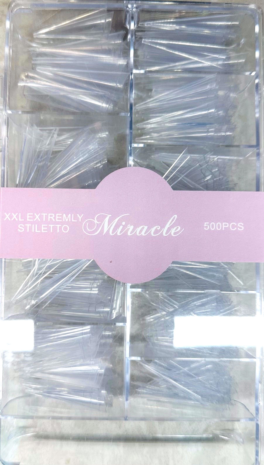 Miracle XXL Extreme Stiletto Nail Tips 500Pcs Clear Full Cover Nail Tips