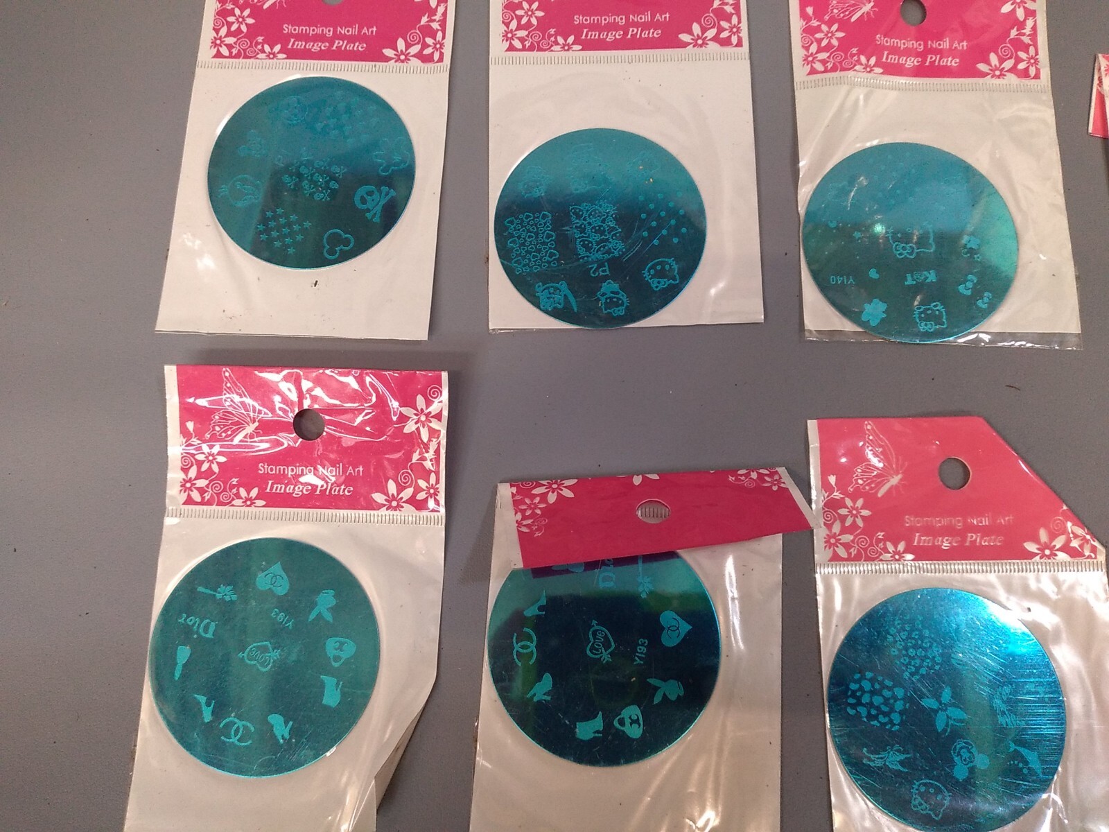 Lot of 10 Stamping Nail Art Image Plates Hello Kitty Mickey Mouse Etc Designs