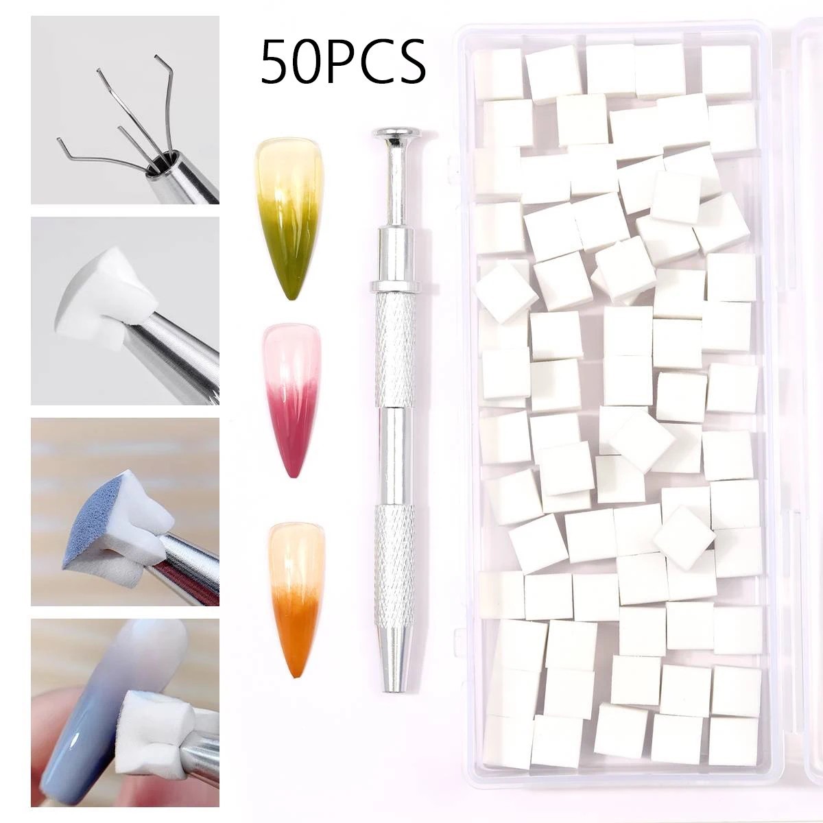 Gradient Nail Art Tool – 200PCS Sponge for Color Fade Manicure – Soft Sponges