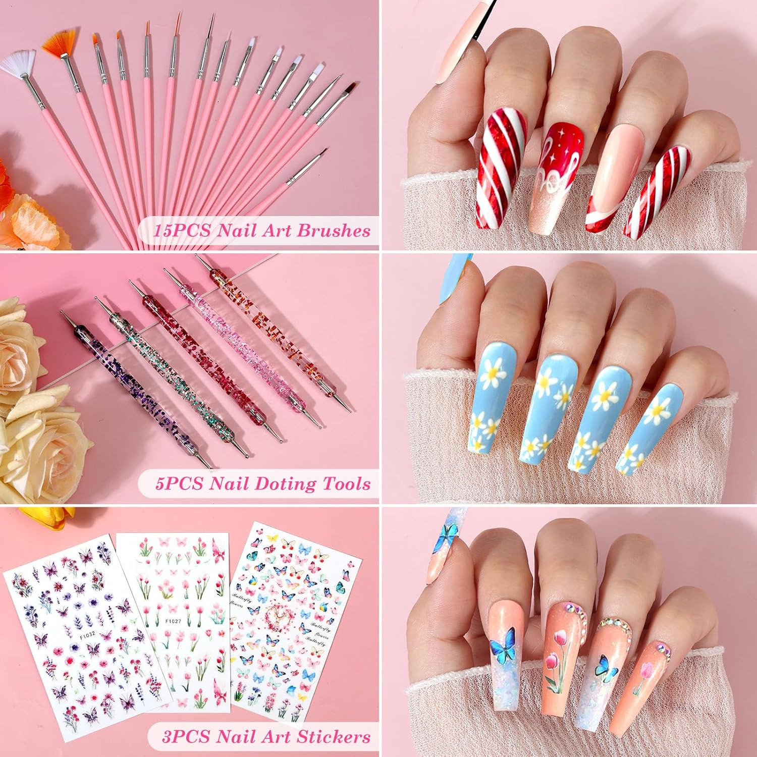 Acrylic Nails Kit Press on Nail Kit with Clear Coffin Nail Tips Nail Display St