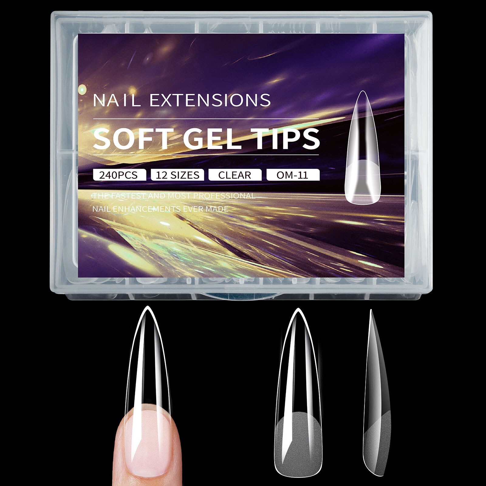 240 Pcs XXL Half Matte Extensions Nail Tips Square Coffin Soft Gel Tips Clear