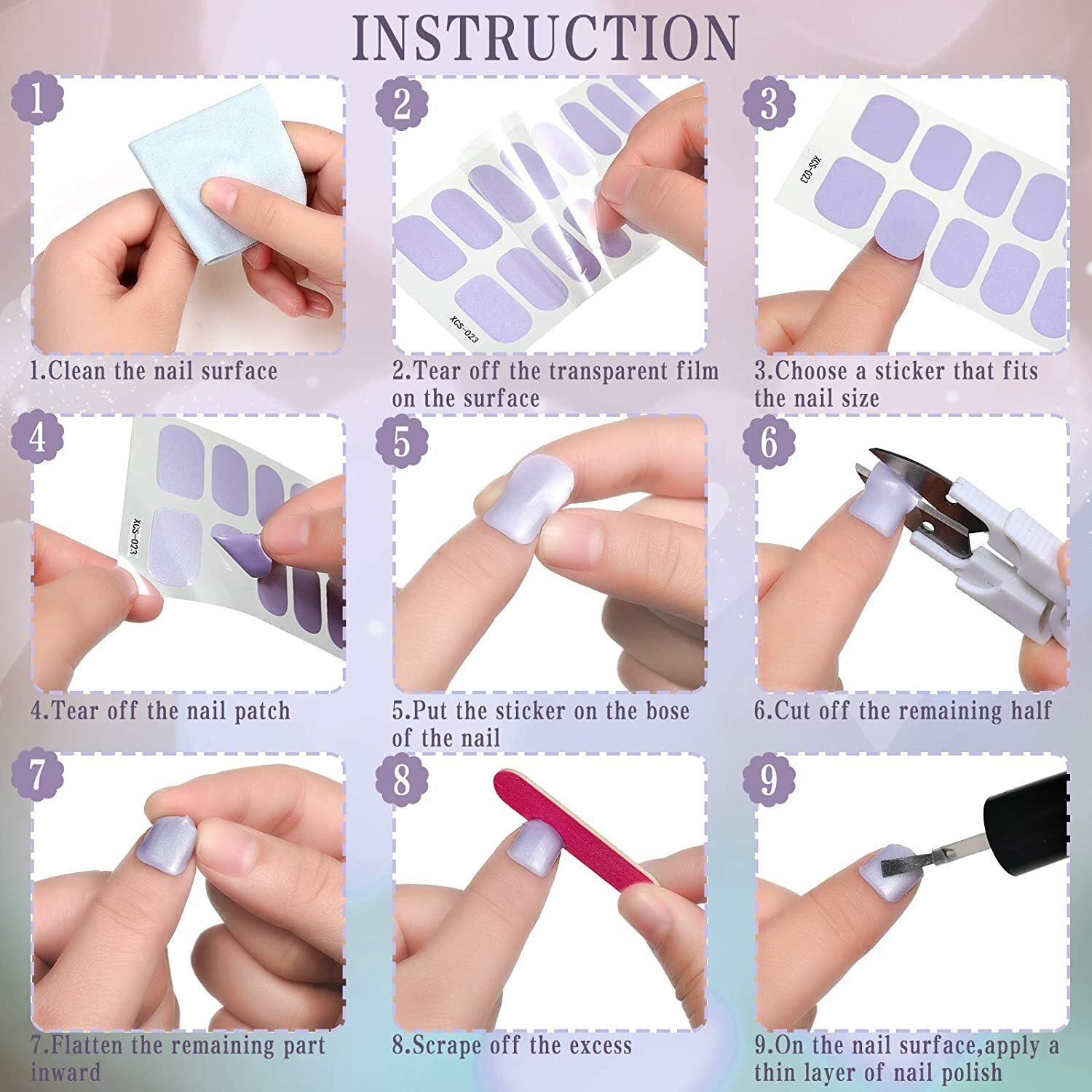 Full size Nail Wraps Stickers Polish Manicure Art Self Stick Decor 3D Strips USA