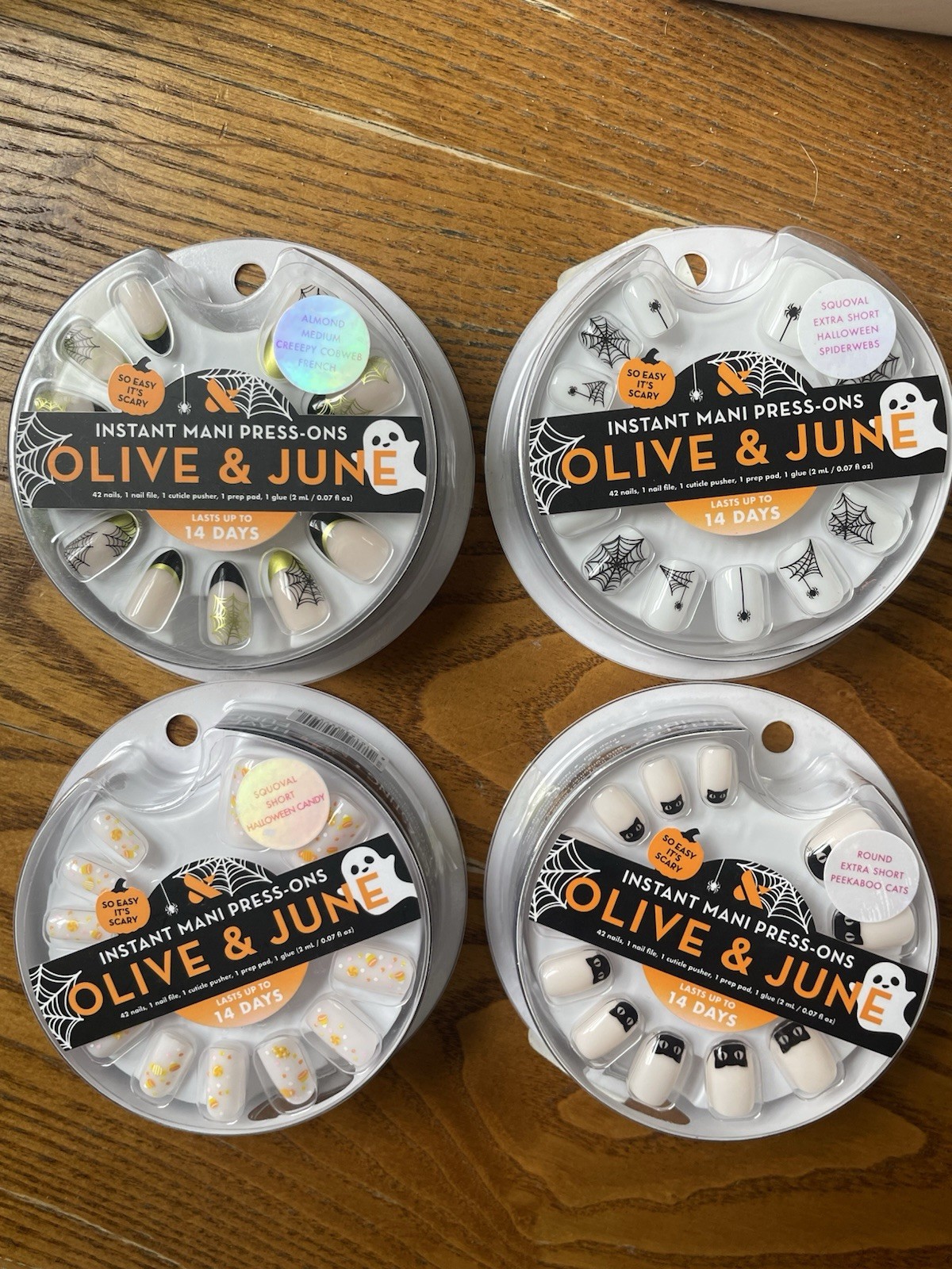 4 Sets of Olive & June Press On Mani Nails Assorted Design Halloween Spooky NEW
