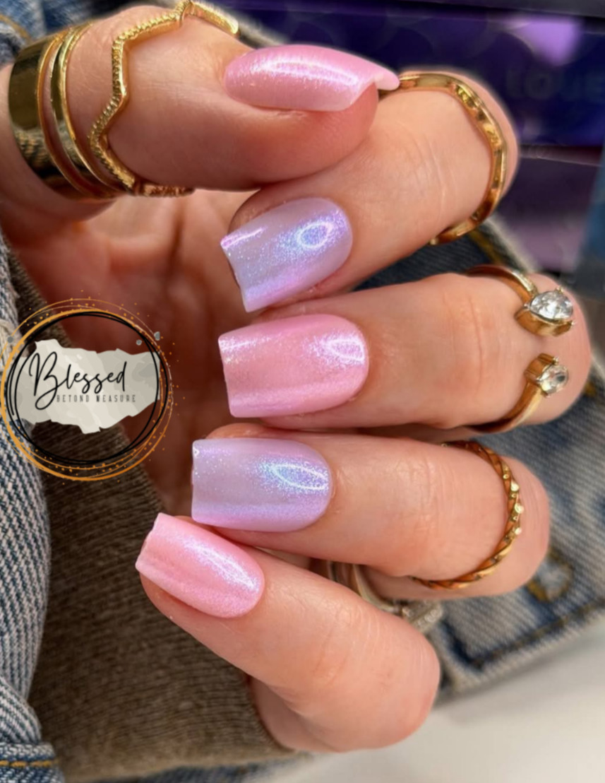 Red Aspen Press On Nails-Twilight Tides, Trina-Short Coffin-Pink Purple