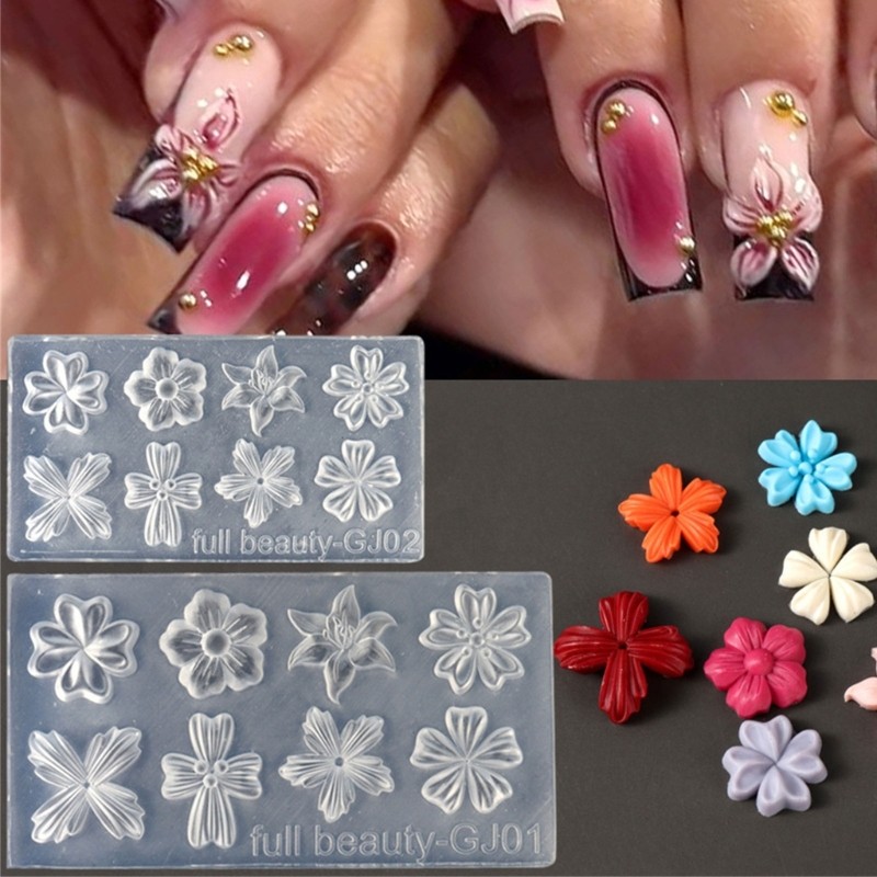 Flower Resin Nail Art Decorations Mold Silicone Nail Carving Mold Nail Art Tools