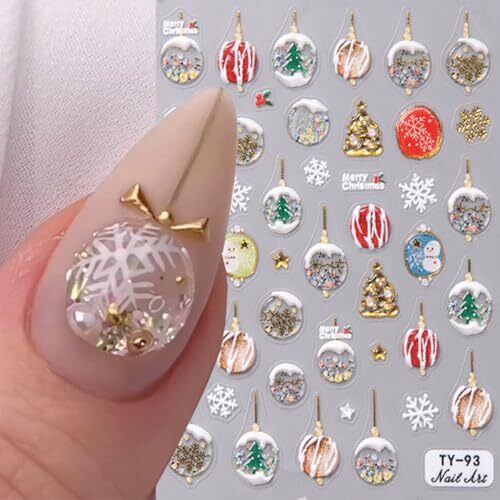 Christmas Nail Art Stickers Decals Christmas Crystal Ball Nail Christmas style3