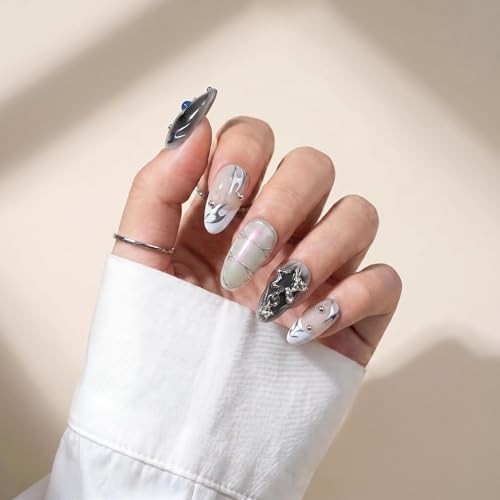 10Pcs Handmadehort Almond Press On Nails – Easy Apply & Remove – S UO06