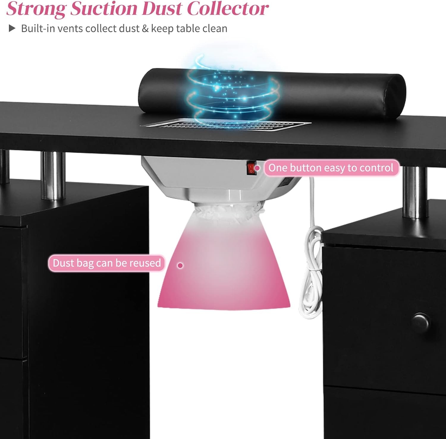 Manicure Table Nail Desk Technician Workstation Nail Art Equipment for Nail Tech