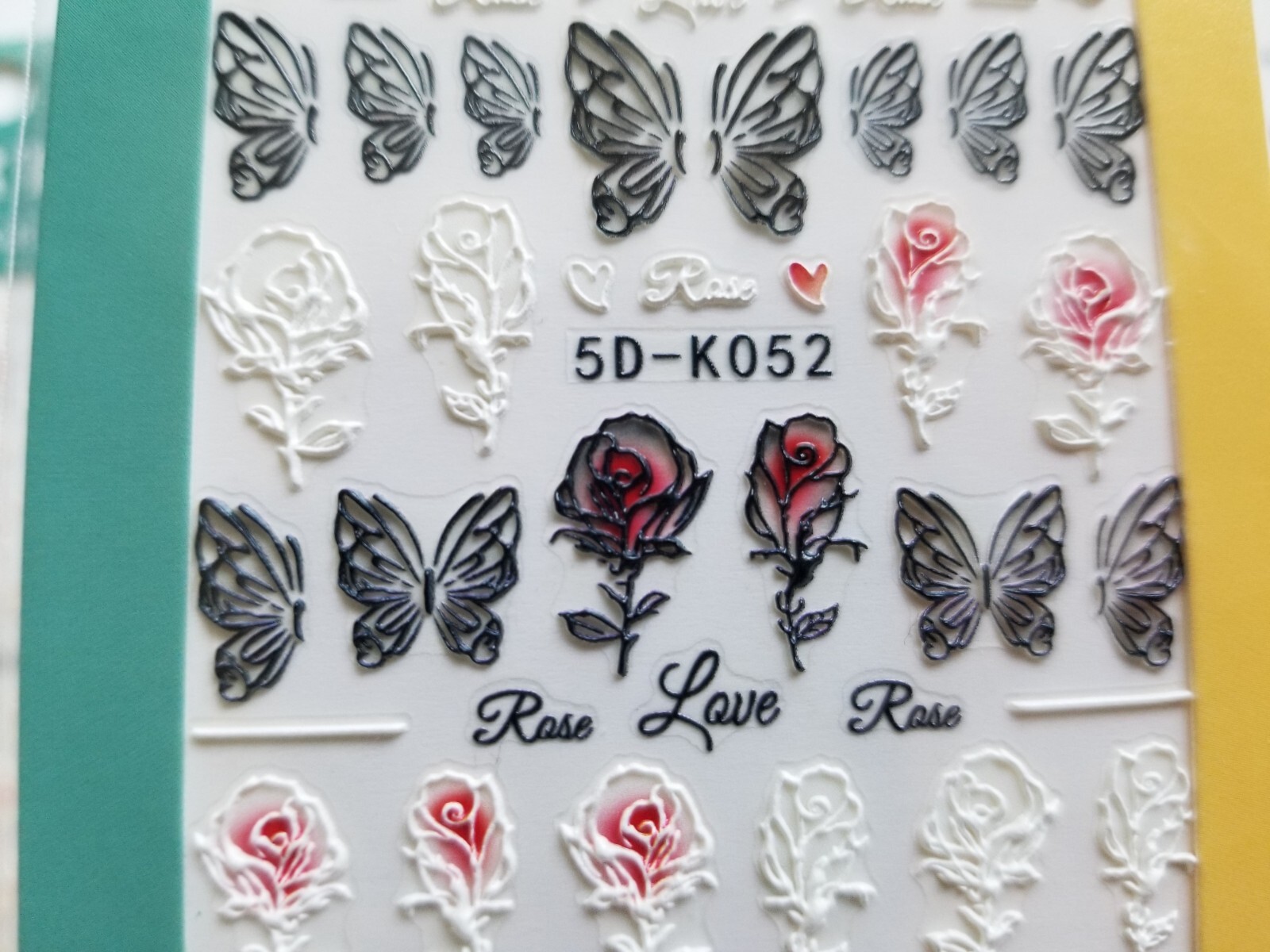 Nail Art Stickers 5D Embossed Peel Off Self Adhesive 10 Sheets Strawberry Sakura