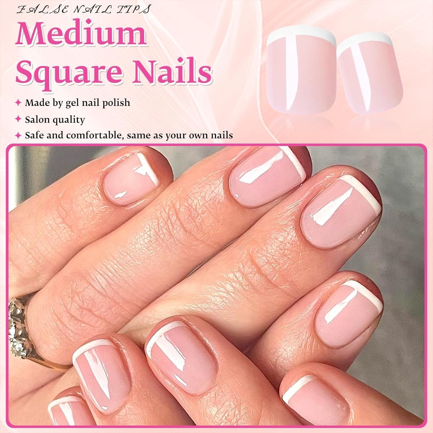 240Pcs French Tip Press on Nails Short White French Nails Press on Square Fake