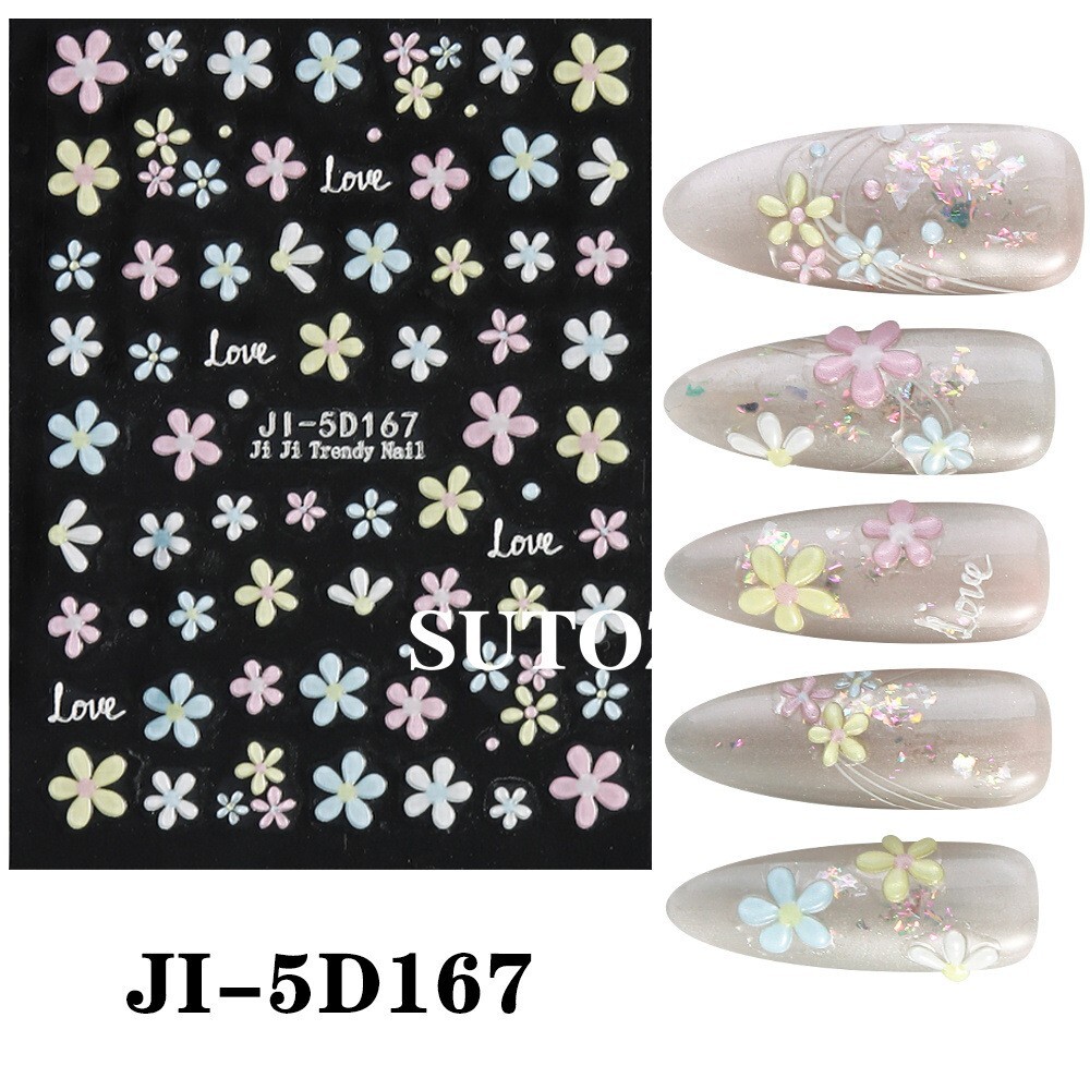 2Pcs 3D Nail Art Stickers Daisy Flower Bride Decals Decoration JI166/167 NH29
