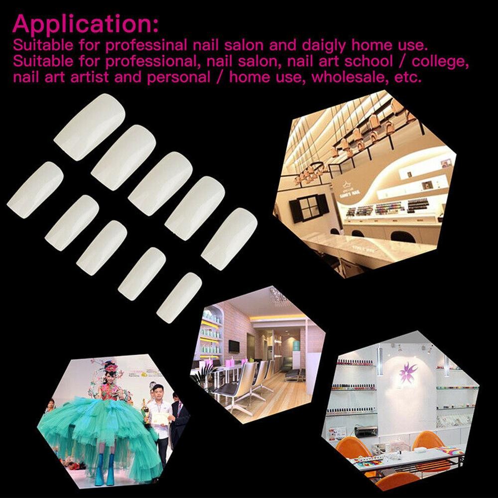 500pcs Fashion Manicure Full Cover Natural False Nails Fake Tips Tool Assortment
