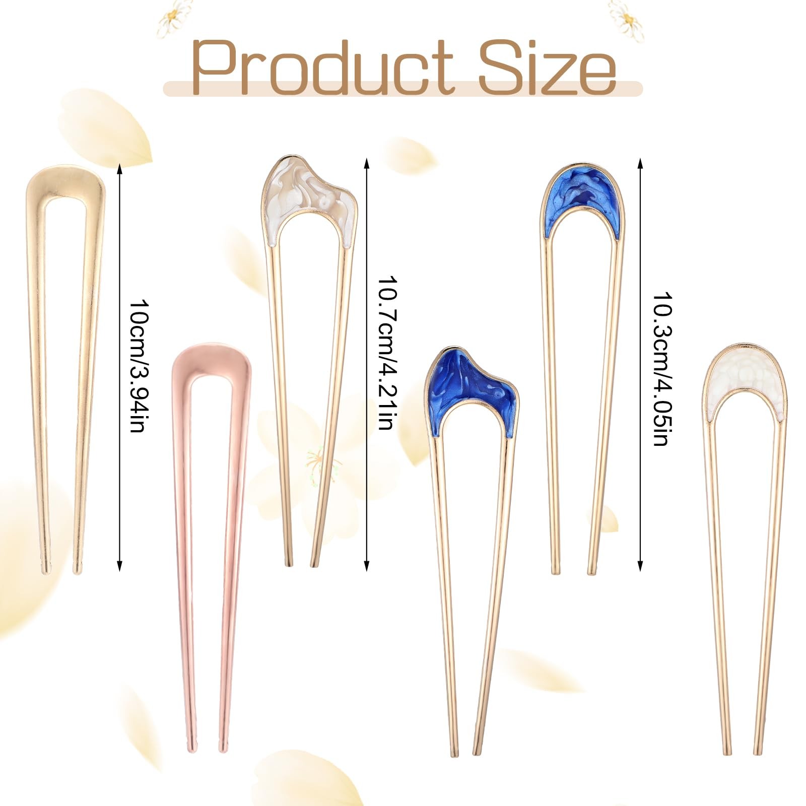 Nogeqi 6 Pcs Metal U Pins 1 Count (Pack of 6), blue, white, gold, rose gold