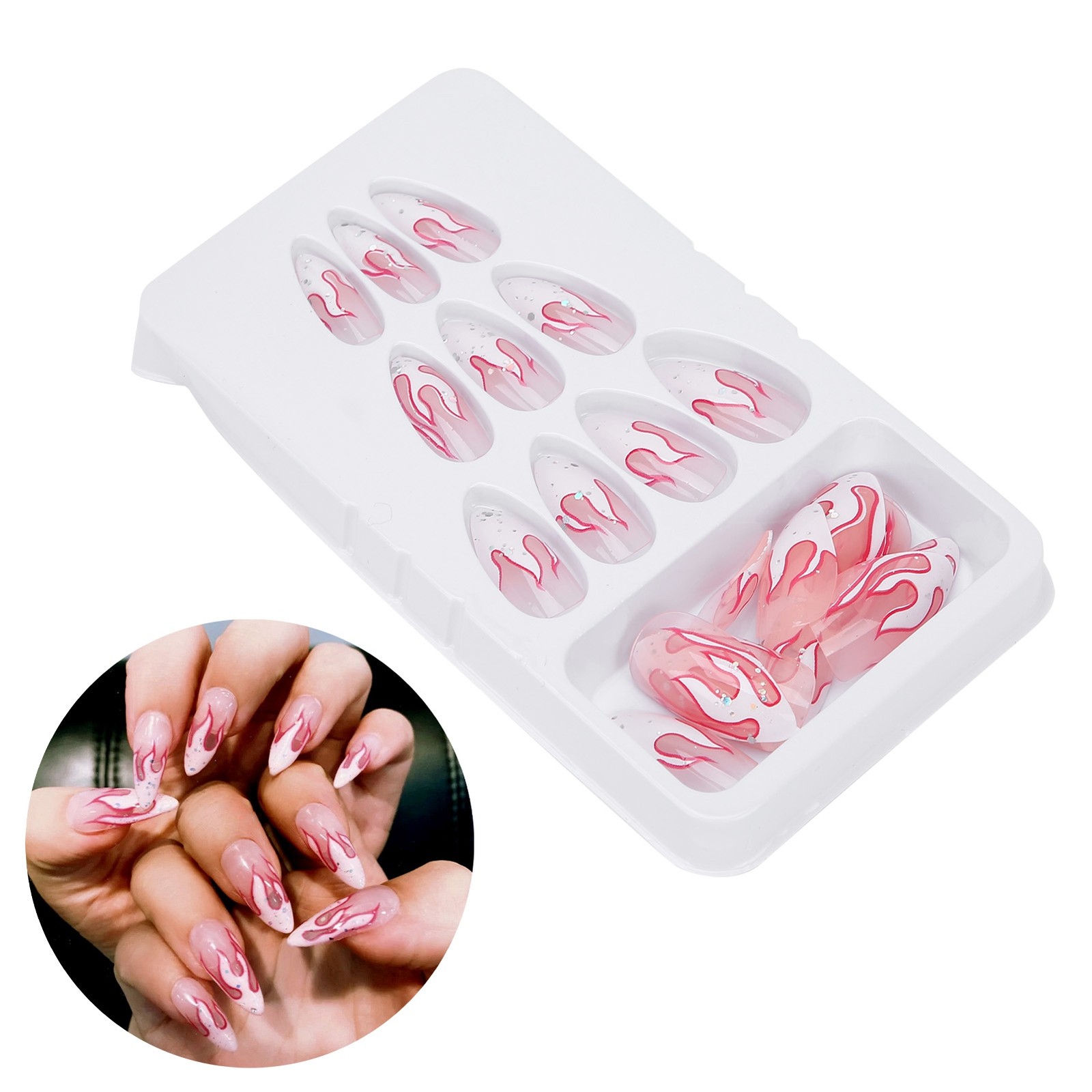 24pcs Women Girls Exquisite False Nails Full Cover Fashionable Fake Nail Tip CHU