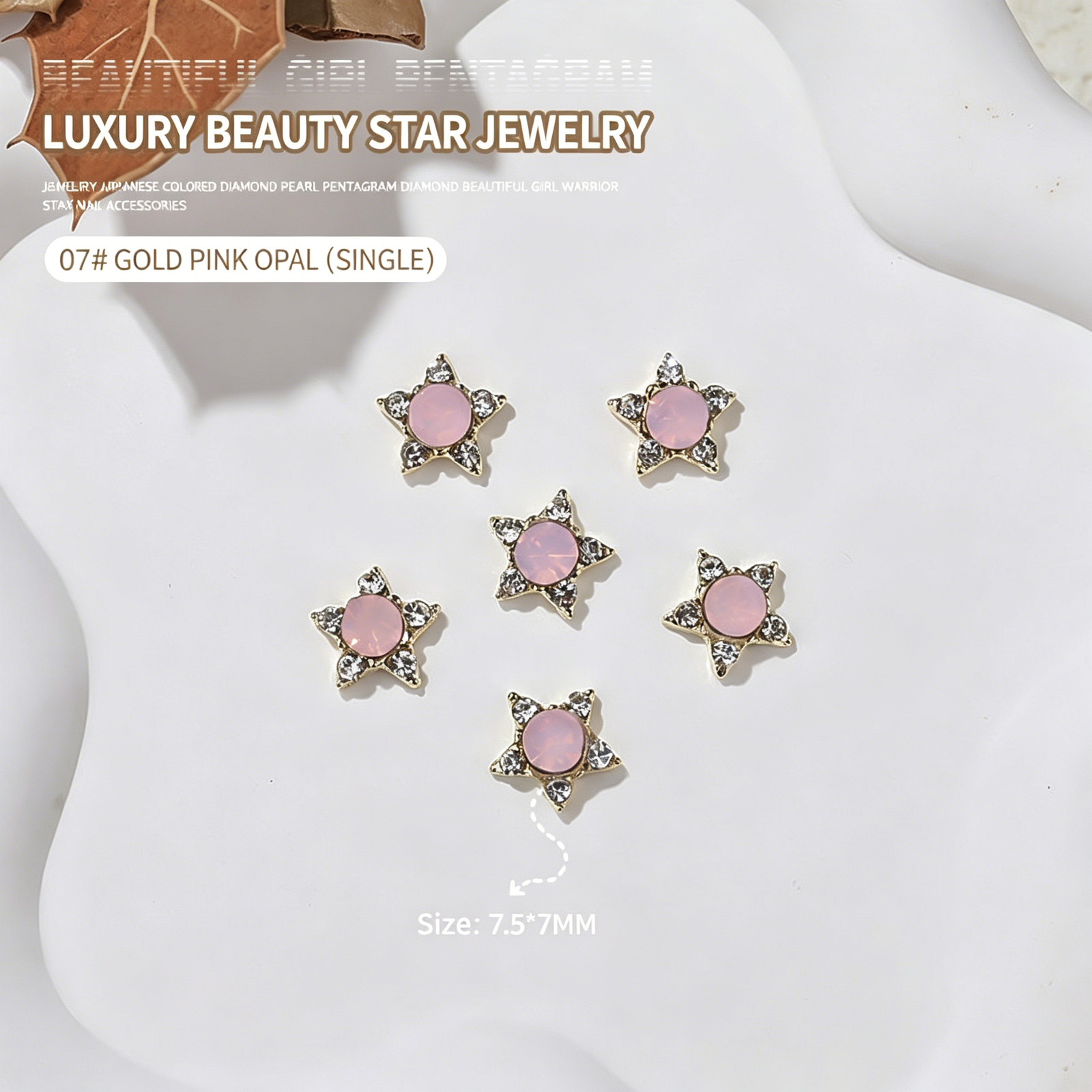 2026 New Five-pointed Star Sunburst Rhinestone Nail Charms, Sweet Cool Girl Styl