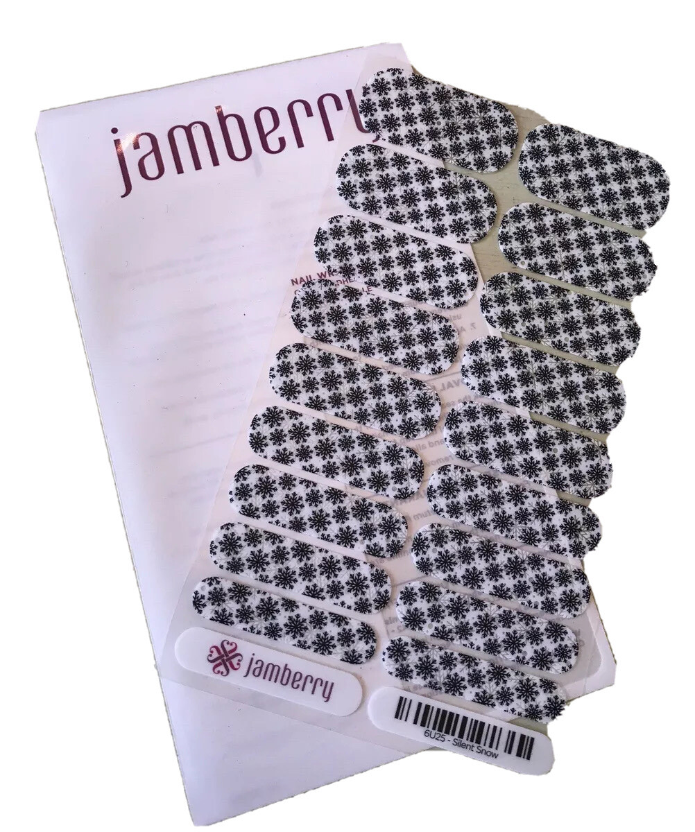 Jamberry Nail Wraps Silent Snow Full Sheet Black & White Winter Christmas 6U25