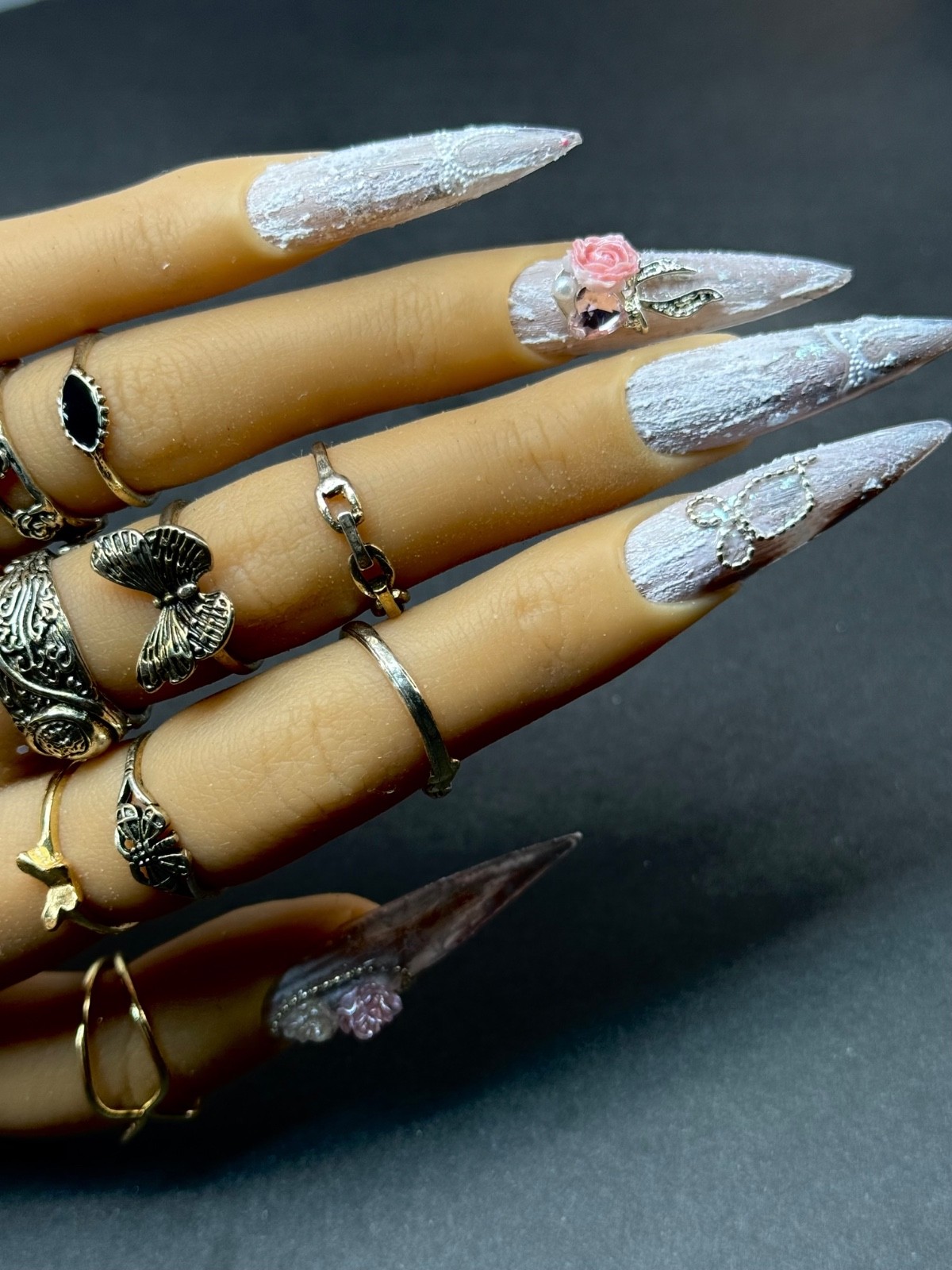 STILETTO XXL Handmade nails matte 3D 10 pcs Frosted design