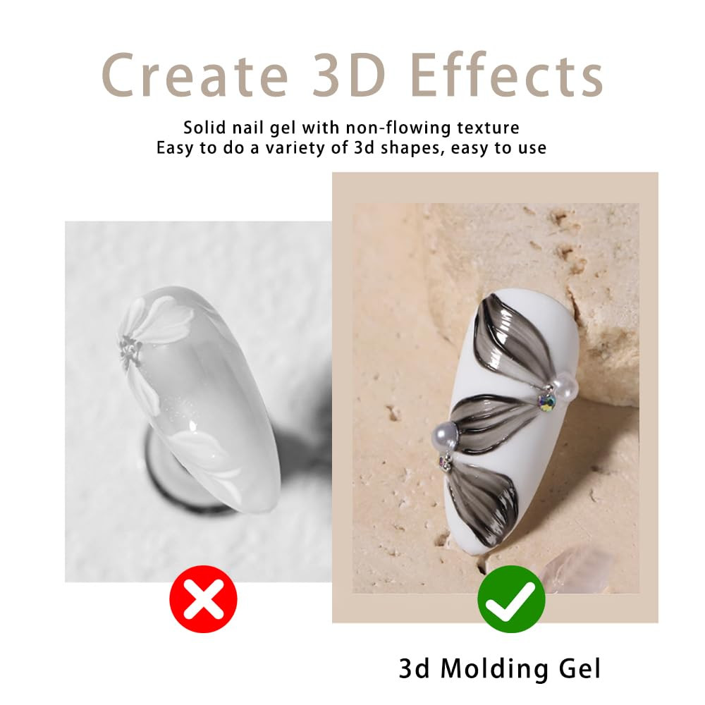 Solid 3D Nail Sculpting Gel for Nail Art, 3D Nail Art Gel Multifunctional 3D …