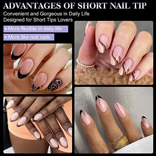 Almond Nail Tips for Manicure: 240pcs Soft Nail Gel 240pcs Extra Short Almond