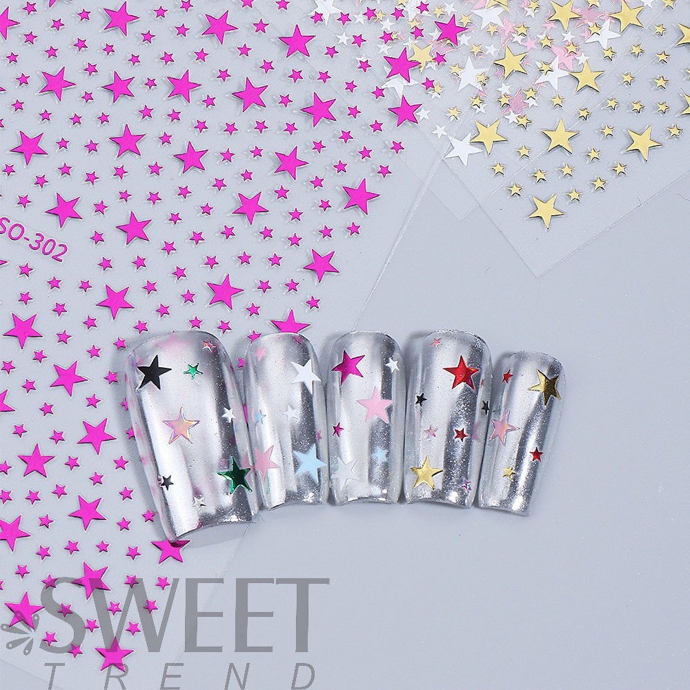 Stars Nail Art Stickers Decals 10 Sheets Supplies Self-Adhesive Peel SO302 NH30
