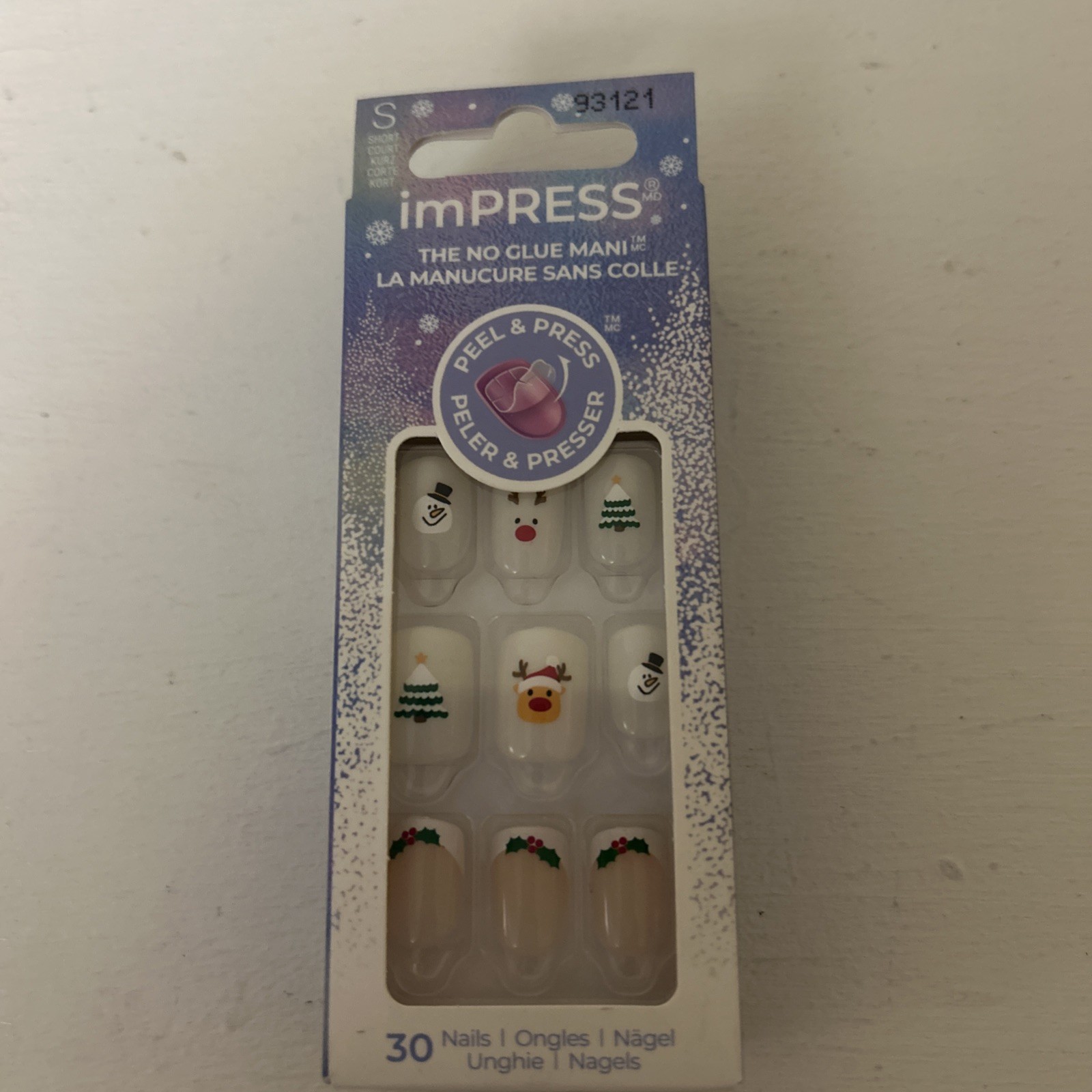 Kiss Press On Nails Festive Holiday No Glue Manicure Snowman Reindeer