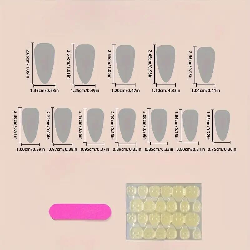 24pcs Medium Almond Press On Nails Golden Leaf Fake Nails Full Cover Women Girl
