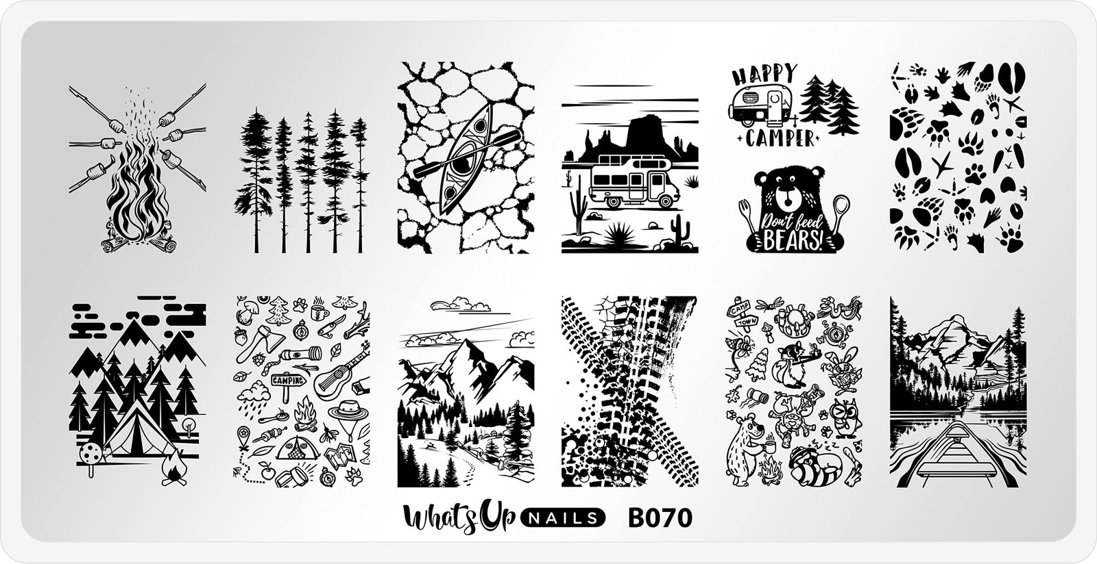 Whats Up Nails – B070 Campfire Stories Stamping Plate for Nail Art Design