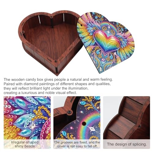 DIY Diamond Painting Storage Box Kit – Heart-Shaped Wooden Special Heart Wing