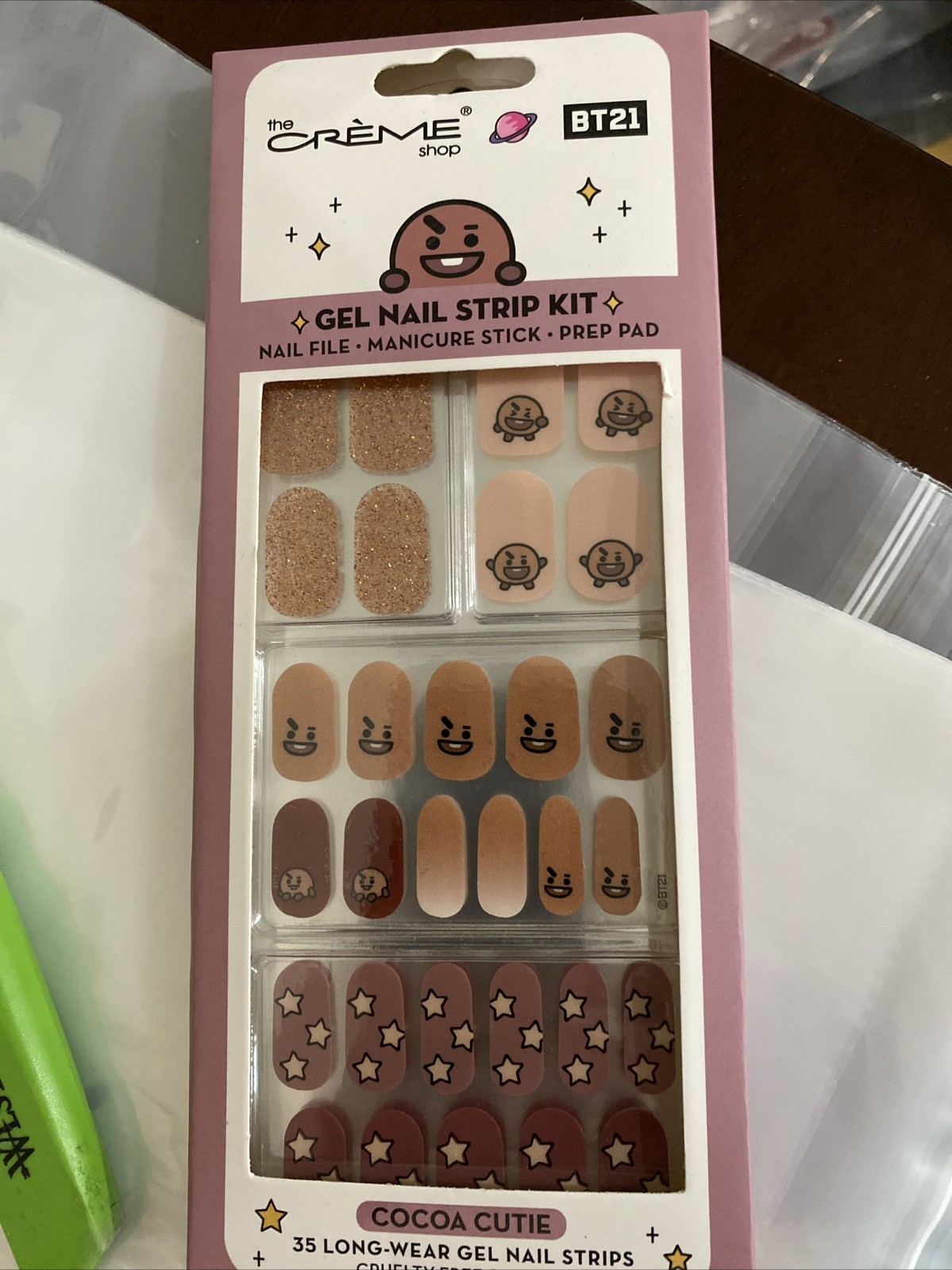 The Creme Shop BT21 Gel Nail Strip Kit – Set of 35 Shooky Cocoa Cutie BGNS7638