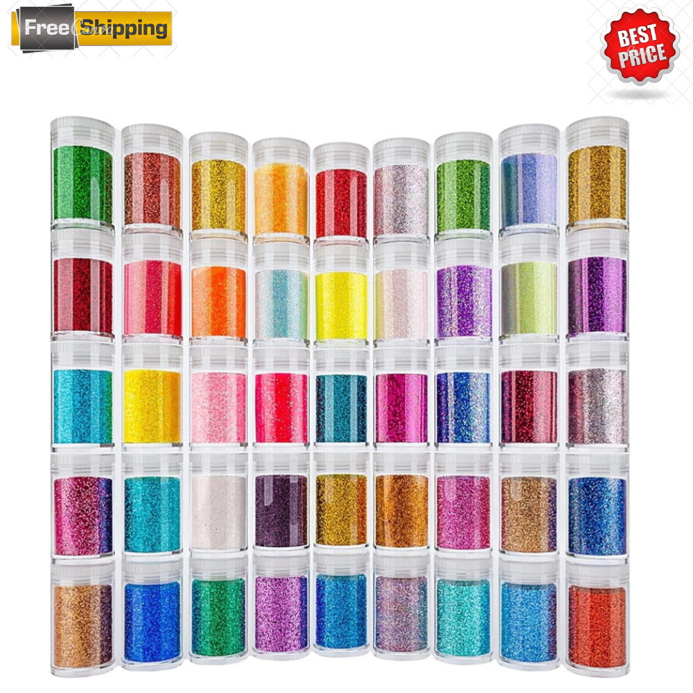 Fine Glitter 45 Colors Set, Holographic Glitter Powder for Tumblers, Arts