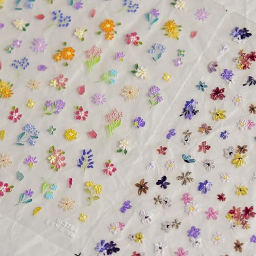 2 Sheets Flower Nail Art Stickers 5D Embossed Nail Decals style-cute flower