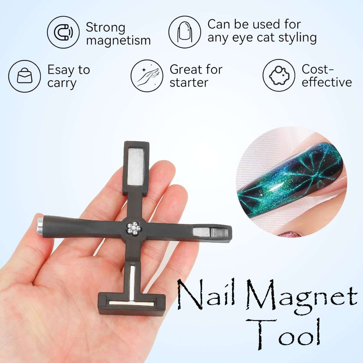 Nail Art Magnet Cross Shaped Nail Polish Magnet 5-in-1 Magnetic Polish for DIY
