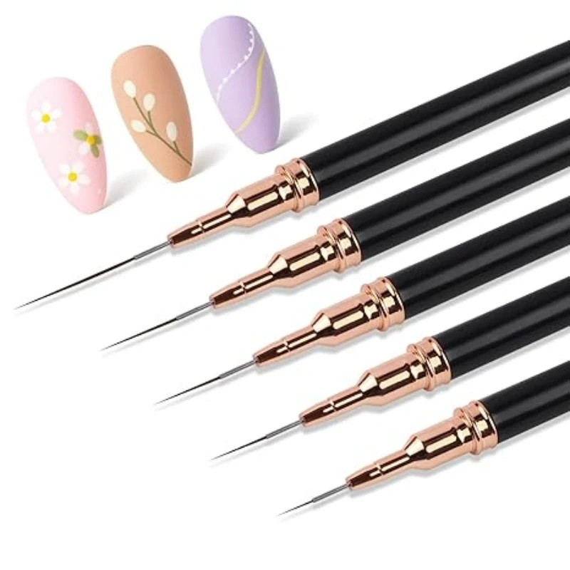 5pcs Nail Painting Pens Drawing Nail Art Liner Pens Brushes Set Tool Thin Long