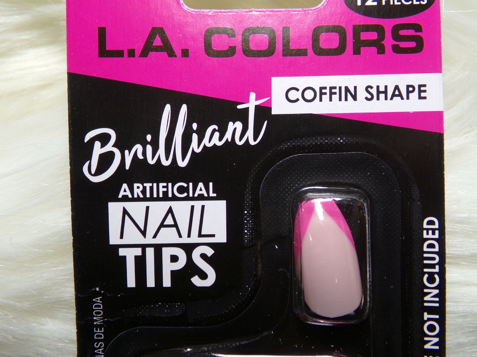 L.A. COLORS Nails Shiny Pink Chevron glue on Medium Coffin