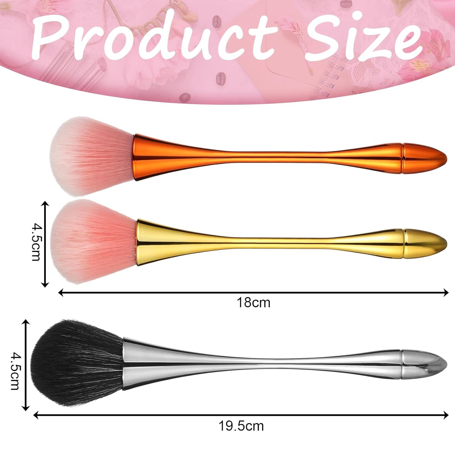 3 PCS Nail Dust Brush, Acrylic Dust Brush for Nails Soft Nylon Nail Art Brushes